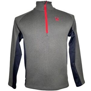 Spyder Outdoor Knit Ski Layer 1/4 Zip Sweater Pullover Men Gray Lrge Performamce